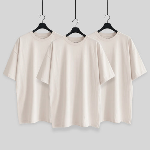 PACK 3 PLAYERAS HUESO