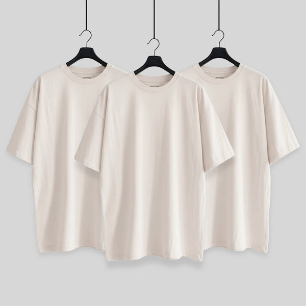 PACK 3 PLAYERAS HUESO