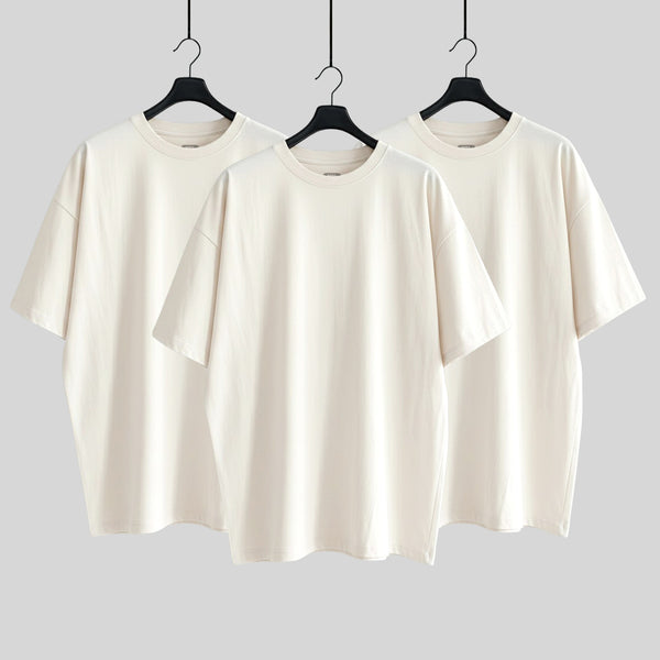 PACK 3 PLAYERAS HUESO