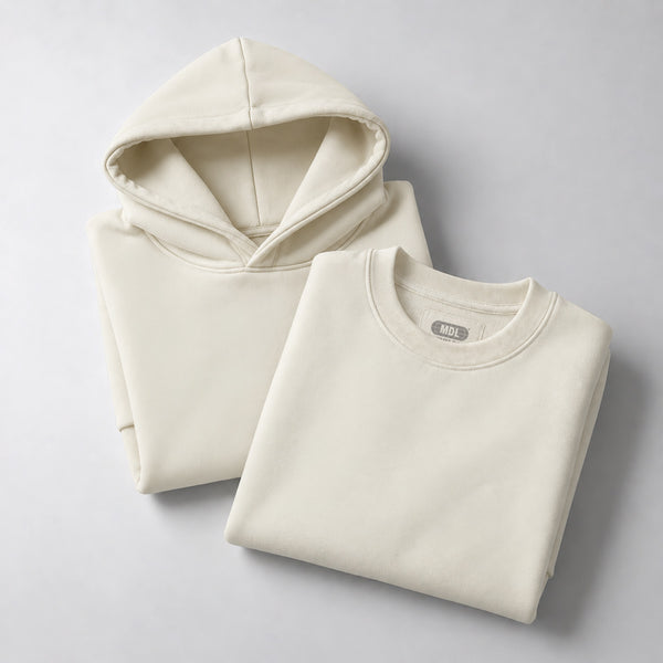 PACK HOODIE HUESO & PULLOVER HUESO