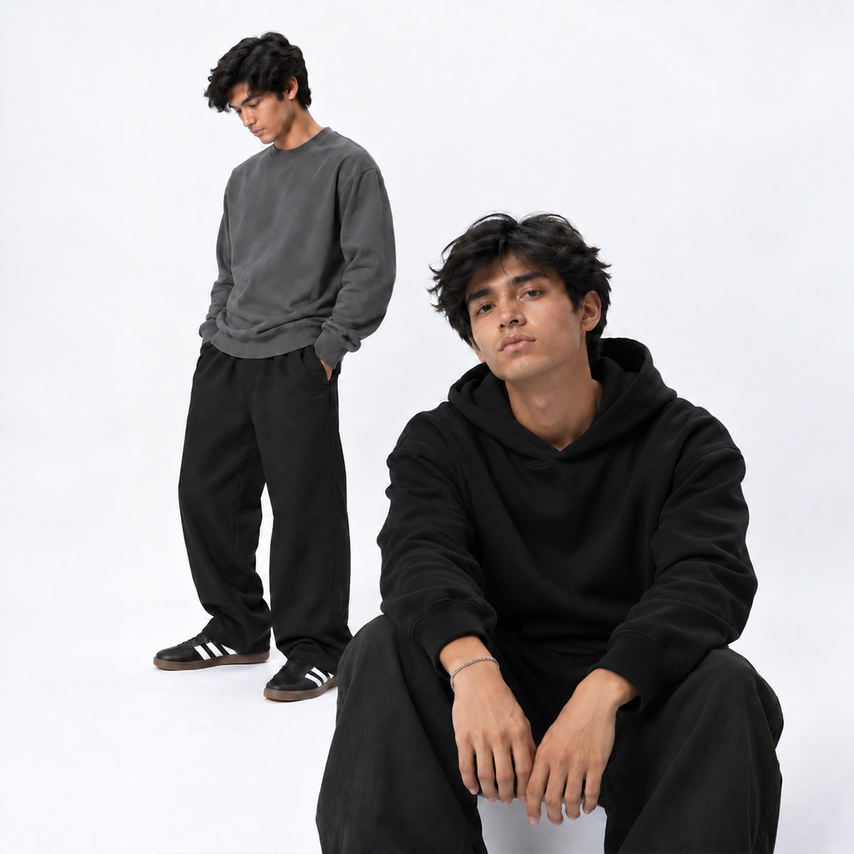 PACK HOODIE NEGRO & PULLOVER GRIS