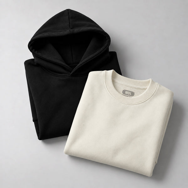 PACK HOODIE NEGRO & PULLOVER HUESO