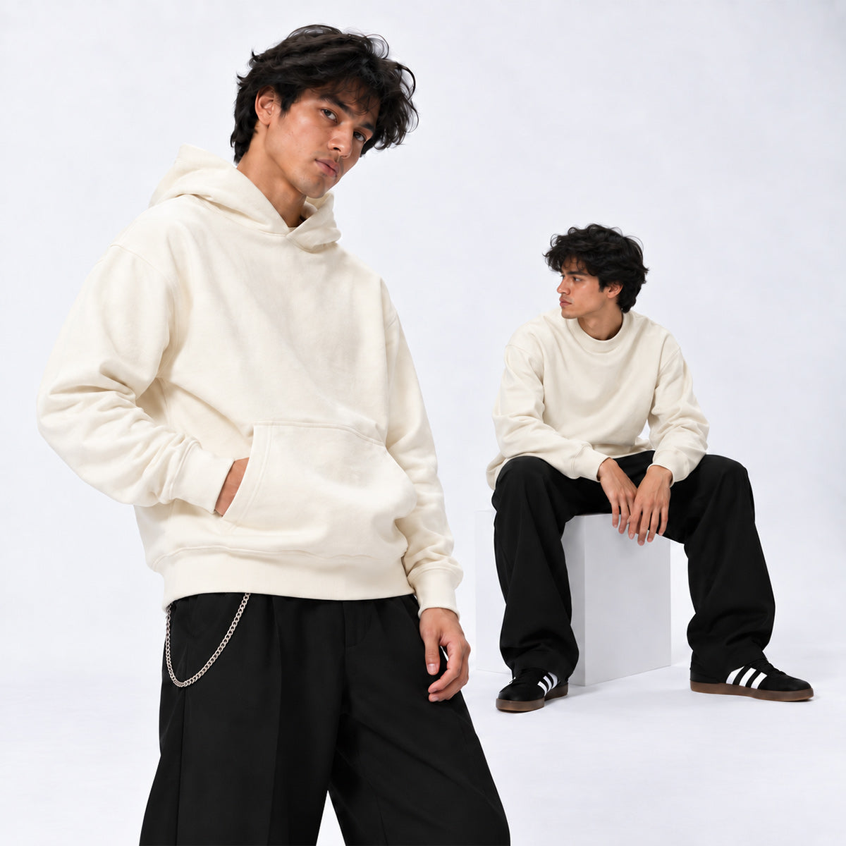 PACK HOODIE HUESO & PULLOVER HUESO