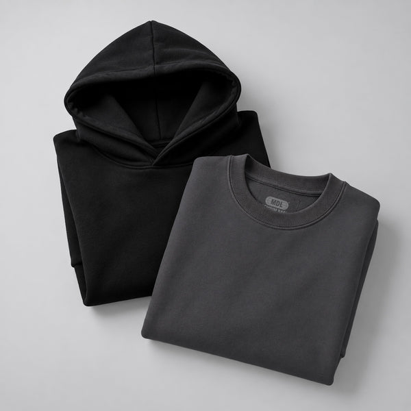 PACK HOODIE NEGRO & PULLOVER GRIS